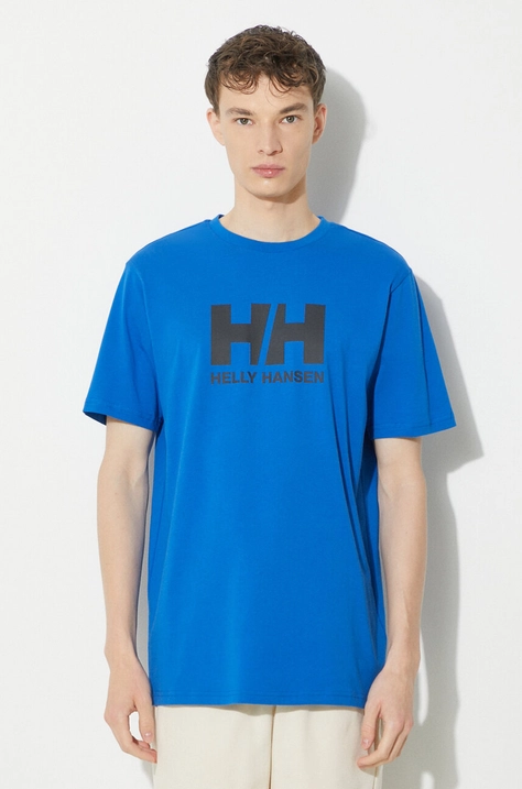 Bavlněné tričko Helly Hansen bílá barva, s aplikací