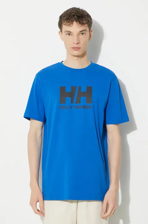 Helly Hansen tricou din bumbac barbati, culoarea alb, cu imprimeu