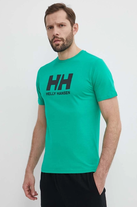 Βαμβακερό μπλουζάκι Helly Hansen ανδρικά, χρώμα: άσπρο