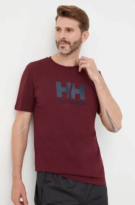 Helly Hansen t-shirt męski kolor bordowy z aplikacją 33979-597