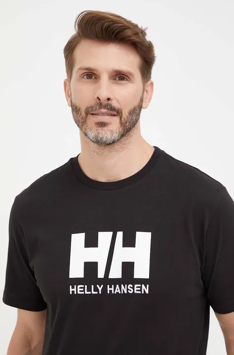 Helly Hansen t-shirt HH LOGO T-SHIRT męski kolor czarny z aplikacją 33979