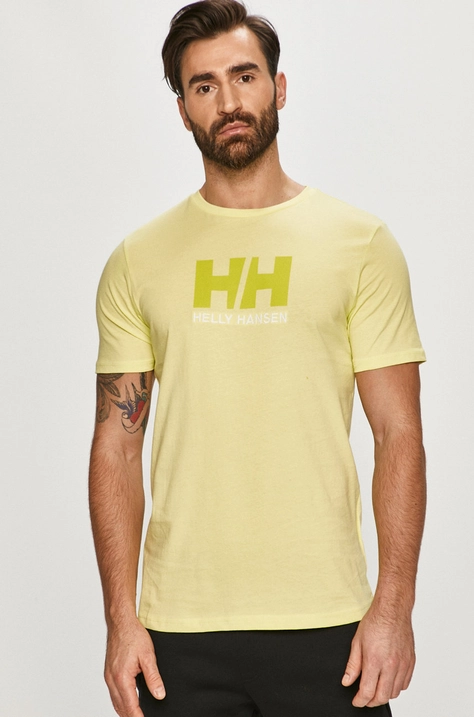 Βαμβακερό μπλουζάκι Helly Hansen ανδρικά, χρώμα πράσινο 33979