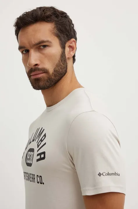 Columbia tricou bărbați, culoarea bej, cu imprimeu 1680053-014