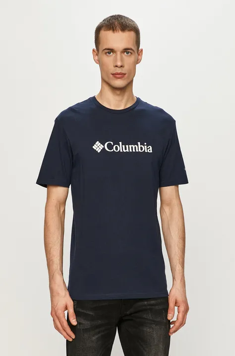 Kratka majica Columbia moški, mornarsko modra barva