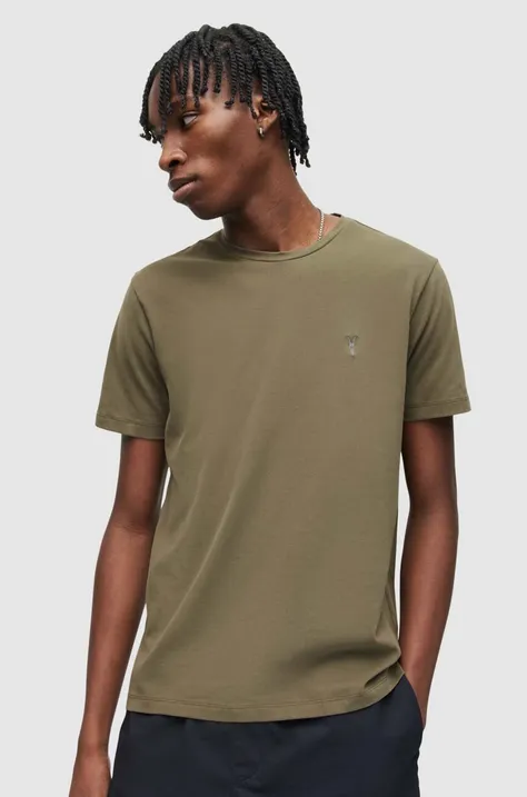 AllSaints t-shirt bawełniany BRACE TONIC CREW kolor brązowy gładki MD131G