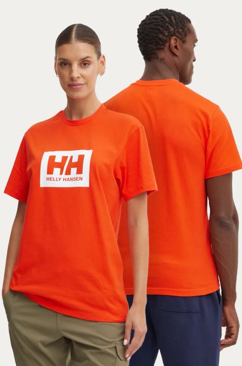 Helly Hansen tricou din bumbac TOKYO culoarea portocaliu, cu imprimeu, 53285