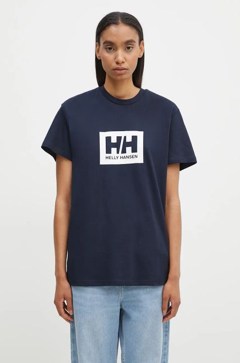 Helly Hansen t-shirt bawełniany TOKYO kolor granatowy z nadrukiem 53285