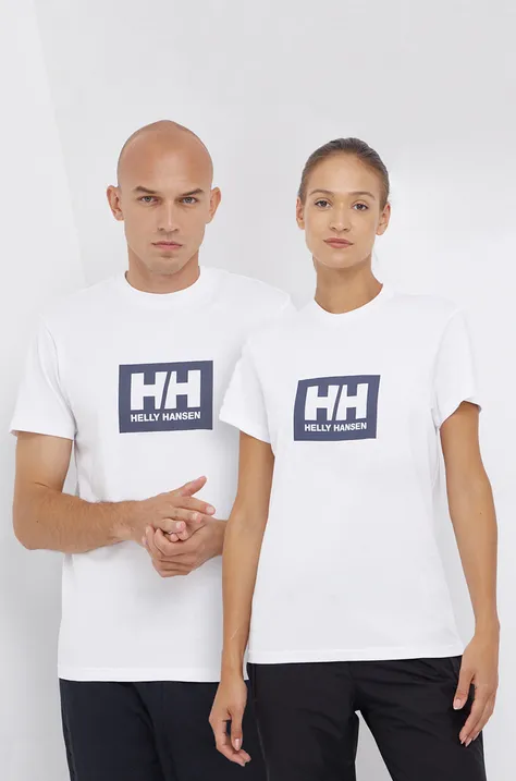 Helly Hansen pamut póló fehér, nyomott mintás