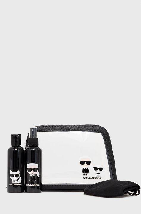 Karl Lagerfeld - Cestovní sada - kosmetická taška, rouška ​​a dvě nádoby