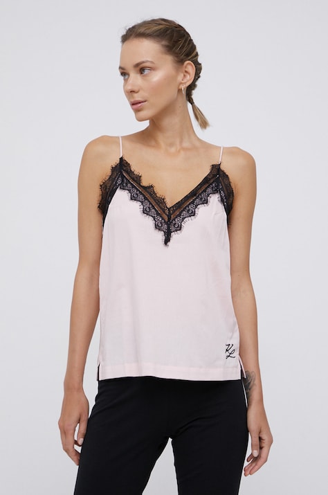 Karl Lagerfeld Top piżamowy 211W2123 kolor różowy
