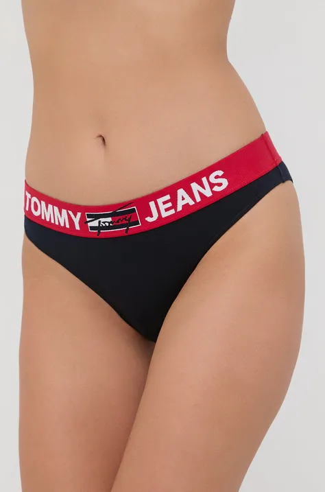 Nohavičky Tommy Jeans tmavomodrá farba