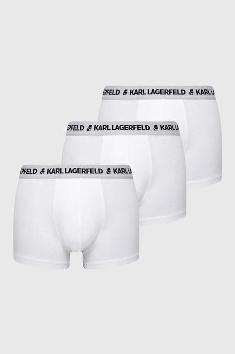 Boxerky Karl Lagerfeld 3-pack pánské, bílá barva