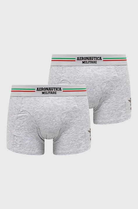 Boxerky Aeronautica Militare (2-pack) pánské, šedá barva, AM1UBX001