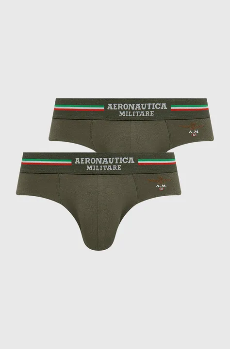 Slip gaćice Aeronautica Militare (2-pack) za muškarce, boja: zelena