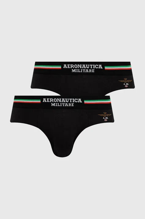 Slip gaćice Aeronautica Militare (2-pack) za muškarce, boja: crna