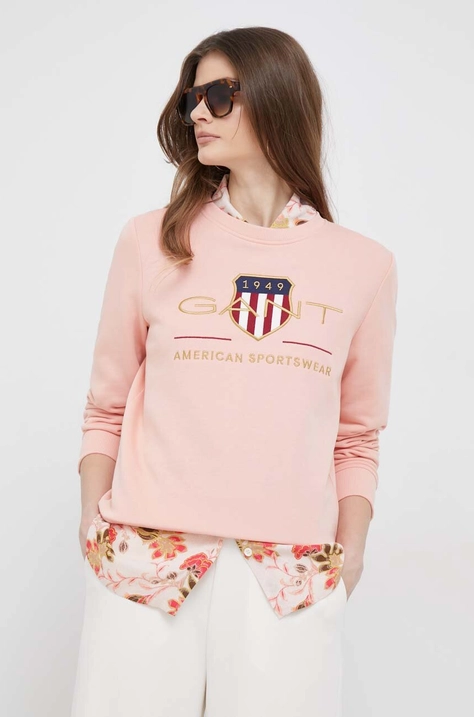 Gant bluza Femei, culoarea gri, cu imprimeu