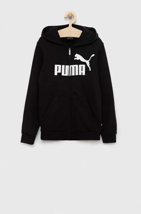 Παιδική μπλούζα Puma χρώμα: μαύρο, με κουκούλα