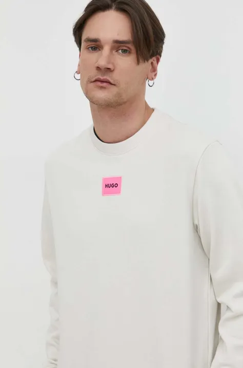 Βαμβακερή μπλούζα HUGO χρώμα: άσπρο