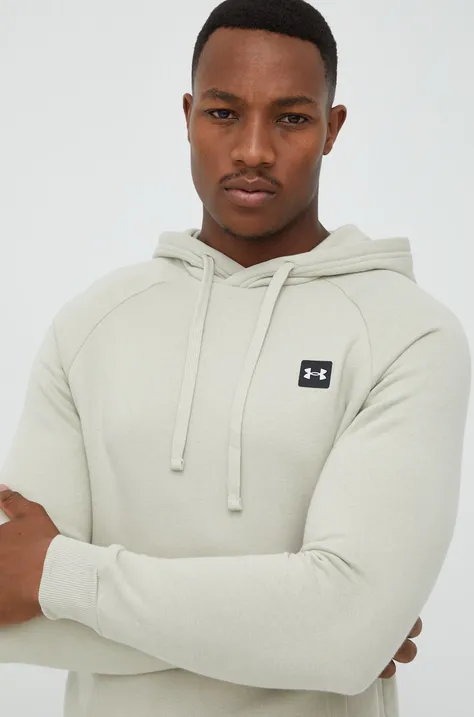 Bluza Under Armour moška, bež barva, s kapuco