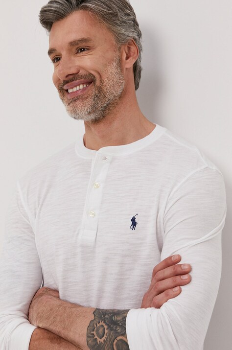 Longsleeve Polo Ralph Lauren moški, bela barva