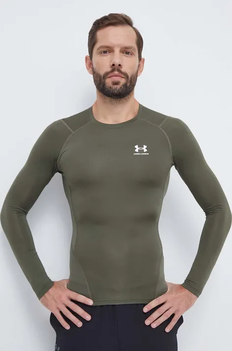 Under Armour longsleeve treningowy kolor zielony gładki 1361524