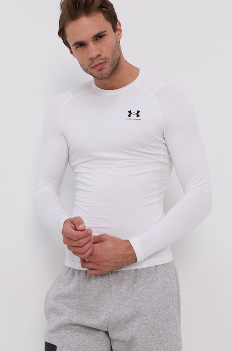 Under Armour mânecă lungă de antrenament culoarea alb, neted