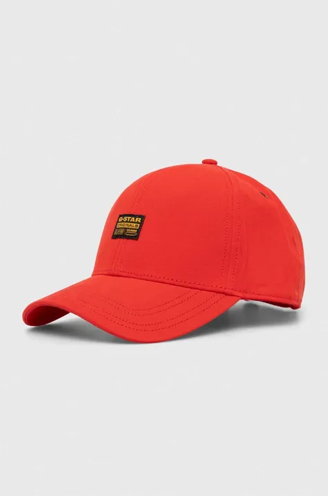 Хлопковая шапка G-Star Raw цвет красный однотонная