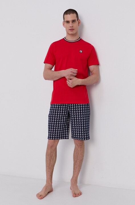 Fila Pijama bărbați, culoarea rosu, material neted