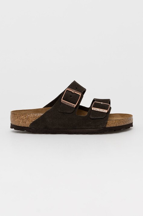 Birkenstock Klapki zamszowe Arizona damskie kolor brązowy 951311.D