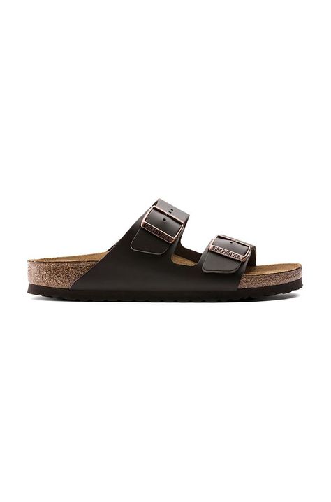 Δερμάτινες παντόφλες Birkenstock Arizona γυναικείες, χρώμα: καφέ, 51103