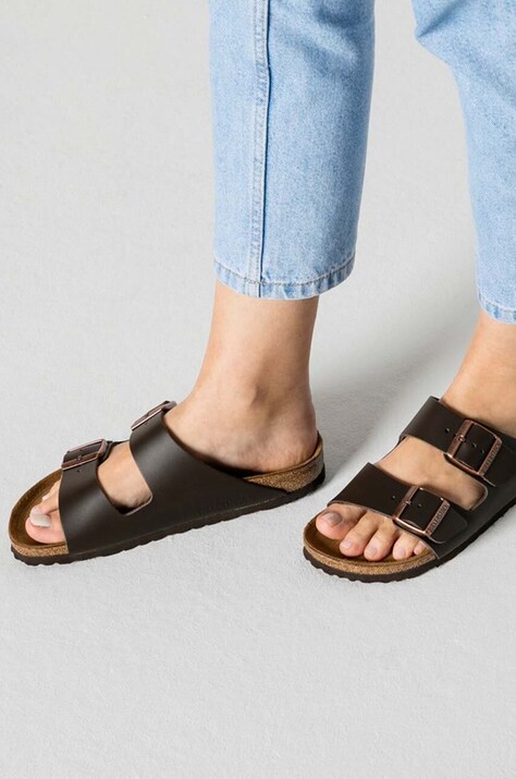 Шкіряні шльопанці Birkenstock Arizona — SS21-KLD05B, коричневий — фото 7