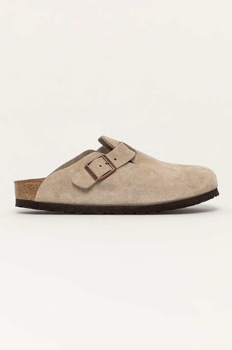 Semišové šľapky Birkenstock Boston dámske, béžová farba