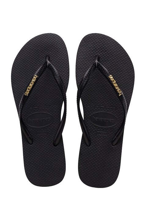 Žabky Havaianas SLIM LOGO dámske, čierna farba, na plochom podpätku, 4119875.1924