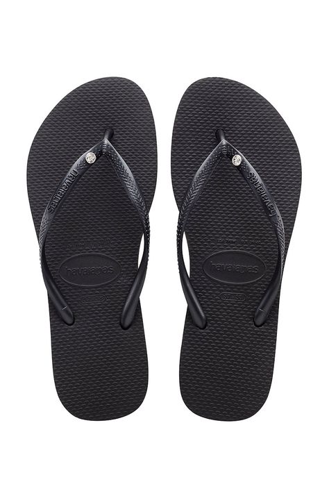 Havaianas Japonki SLIM CRYSTAL SW II damskie kolor czarny na płaskim obcasie 4145651.0090