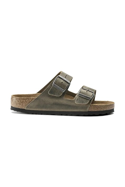 Birkenstock klapki skórzane Arizona kolor zielony