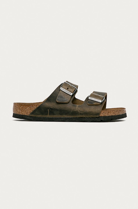 Кожаные шлепанцы Birkenstock Arizona цвет зелёный