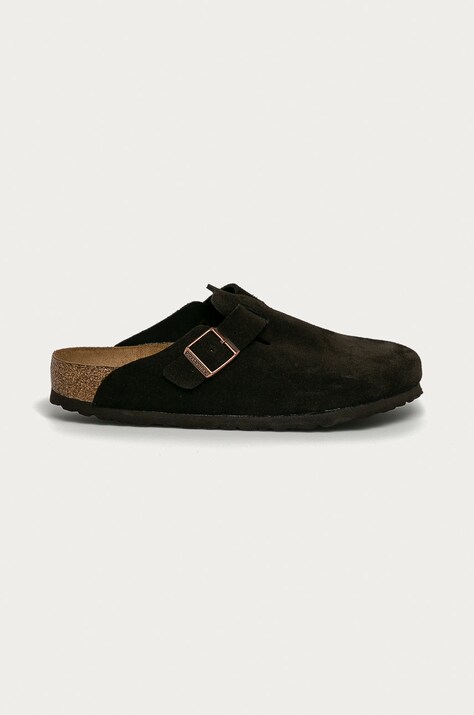 Παντόφλες σουέτ Birkenstock Boston χρώμα: καφέ