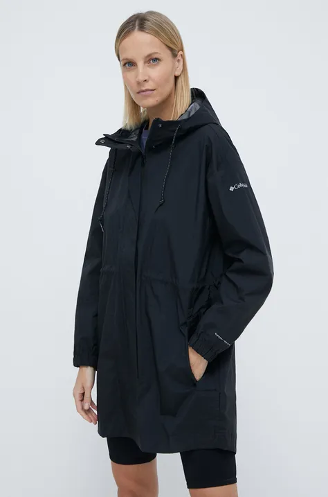 Kišna jakna Columbia Splash Side za žene, boja: crna, prijelazno razdoblje