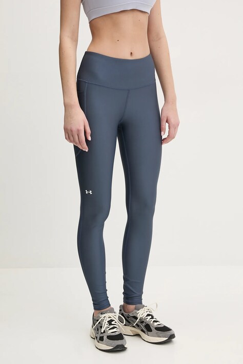 Tréninkové legíny Under Armour HG Armour HiRise šedá barva, hladké, 1365336
