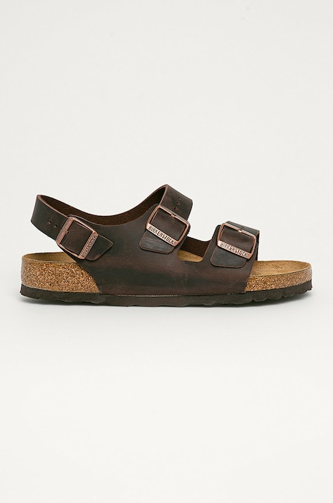 Birkenstock sandale de piele Milano barbati, culoarea maro, 34871
