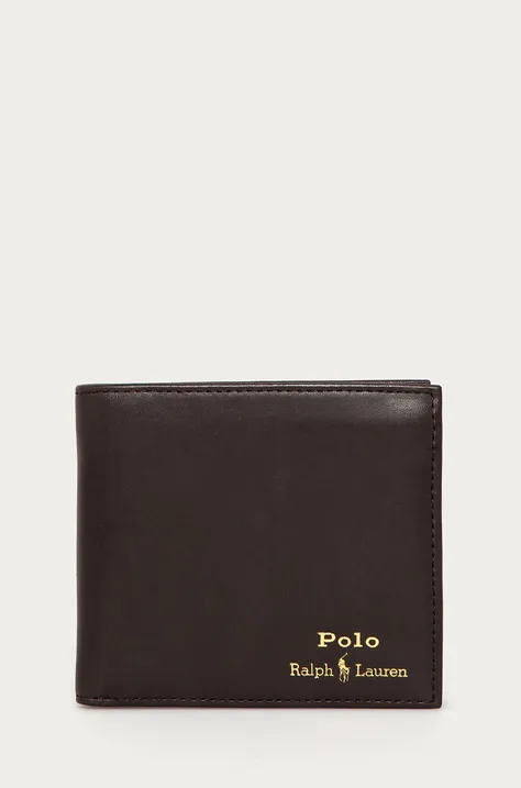 Kožená peňaženka Polo Ralph Lauren pánska, hnedá farba