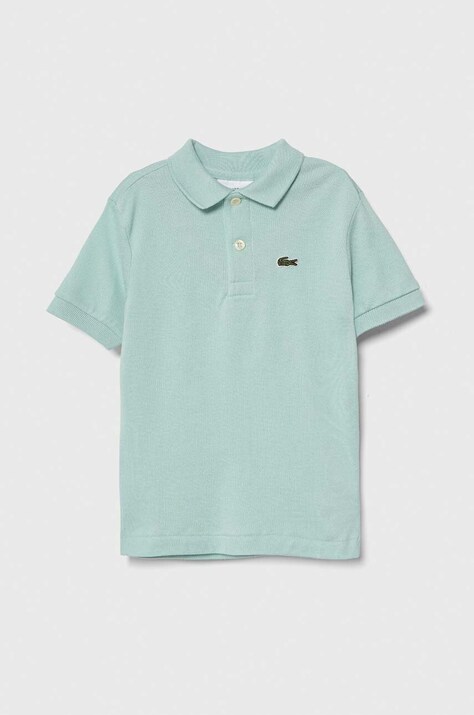 Lacoste tricouri polo din bumbac pentru copii culoarea turcoaz, neted