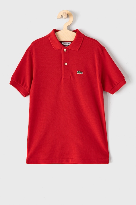 Детское хлопковое поло Lacoste цвет розовый однотонный