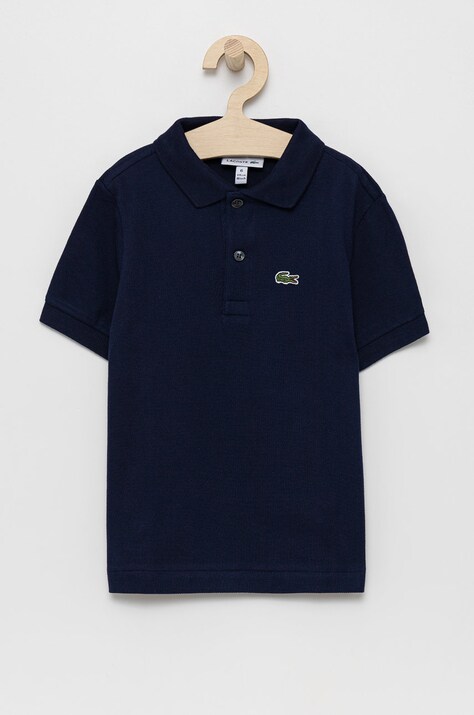 Lacoste tricouri polo din bumbac pentru copii culoarea albastru marin, neted