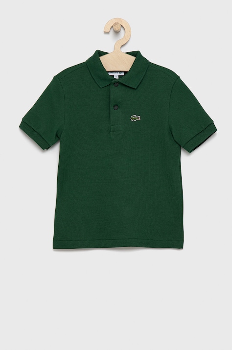 Lacoste tricouri polo din bumbac pentru copii culoarea verde, neted