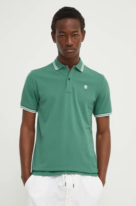 Polo tričko G-Star Raw pánsky, zelená farba, jednofarebný