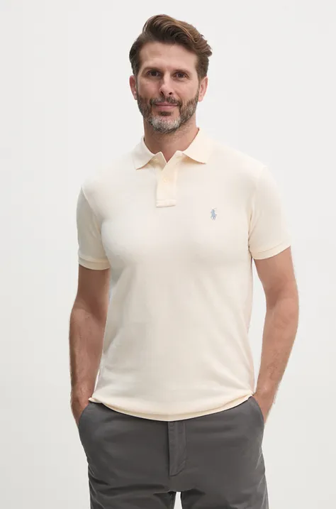 Βαμβακερό μπλουζάκι πόλο Polo Ralph Lauren χρώμα: μπεζ, 710536856