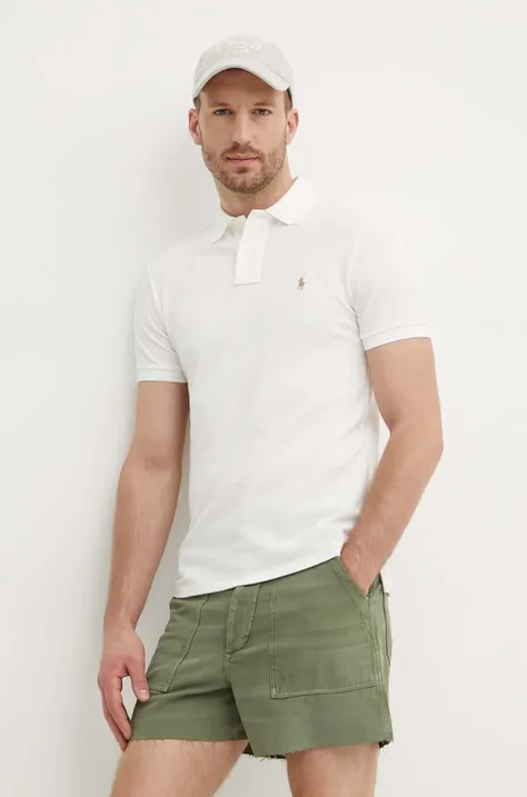 Βαμβακερό μπλουζάκι πόλο Polo Ralph Lauren χρώμα: μπεζ, 710536856