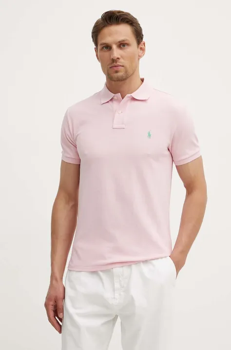 Хлопковое поло Polo Ralph Lauren цвет розовый однотонный 710536856