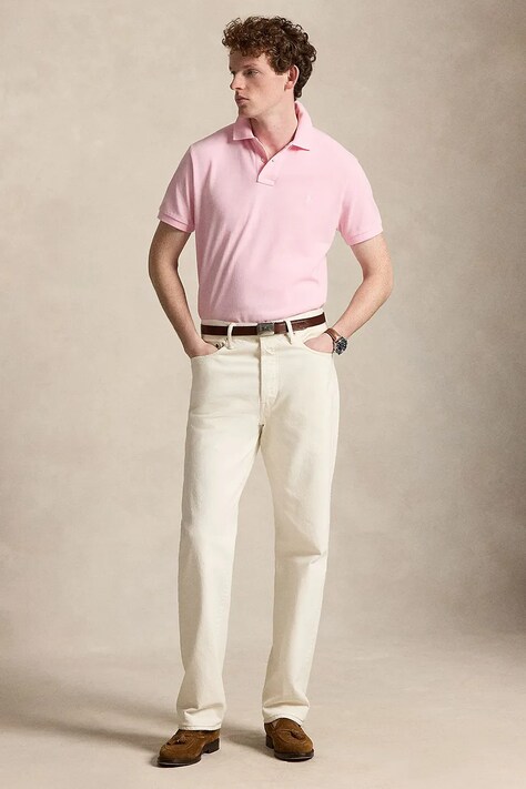 Polo Ralph Lauren polo męskie bawełniane różowe 710536856